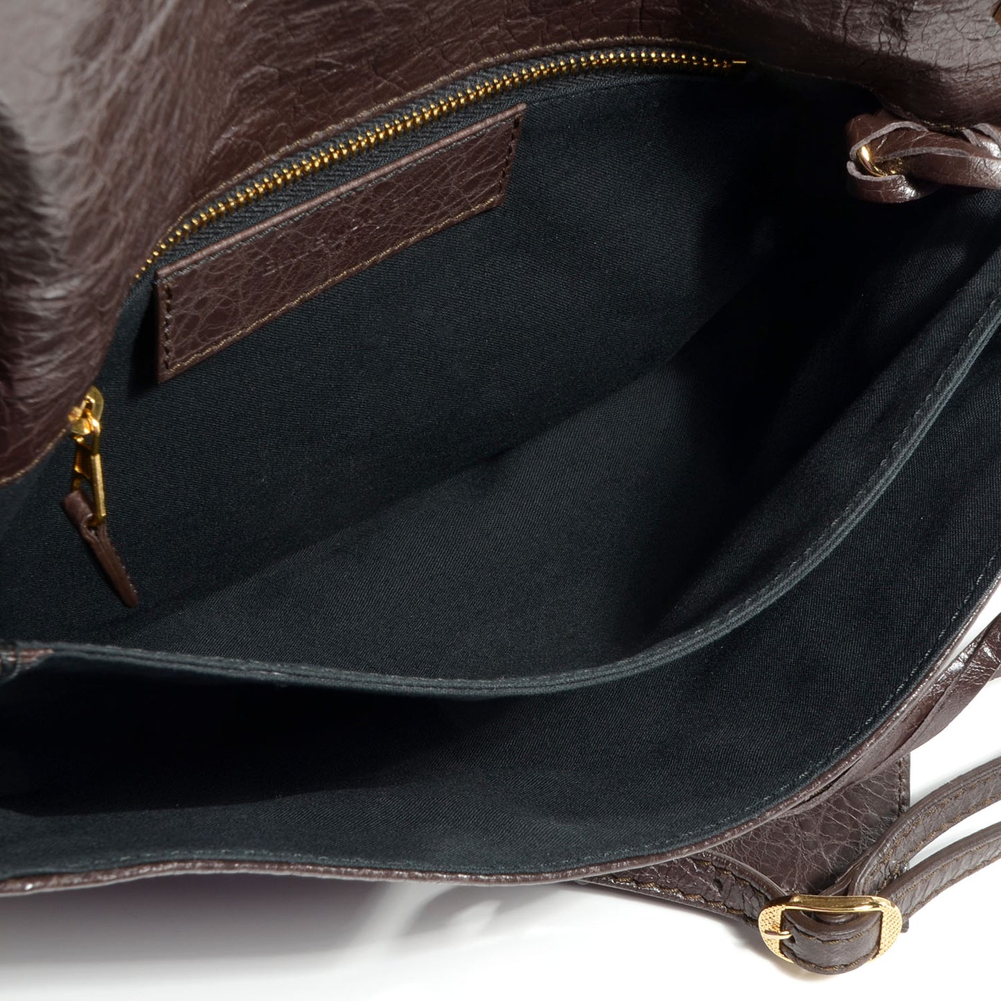 Agneau Giant 12 Gold Hardware Envelope Strap Clutch Charbon