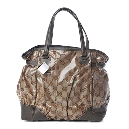 Gucci Crystal Monogram Full Moon Tote Brown 1 of 9