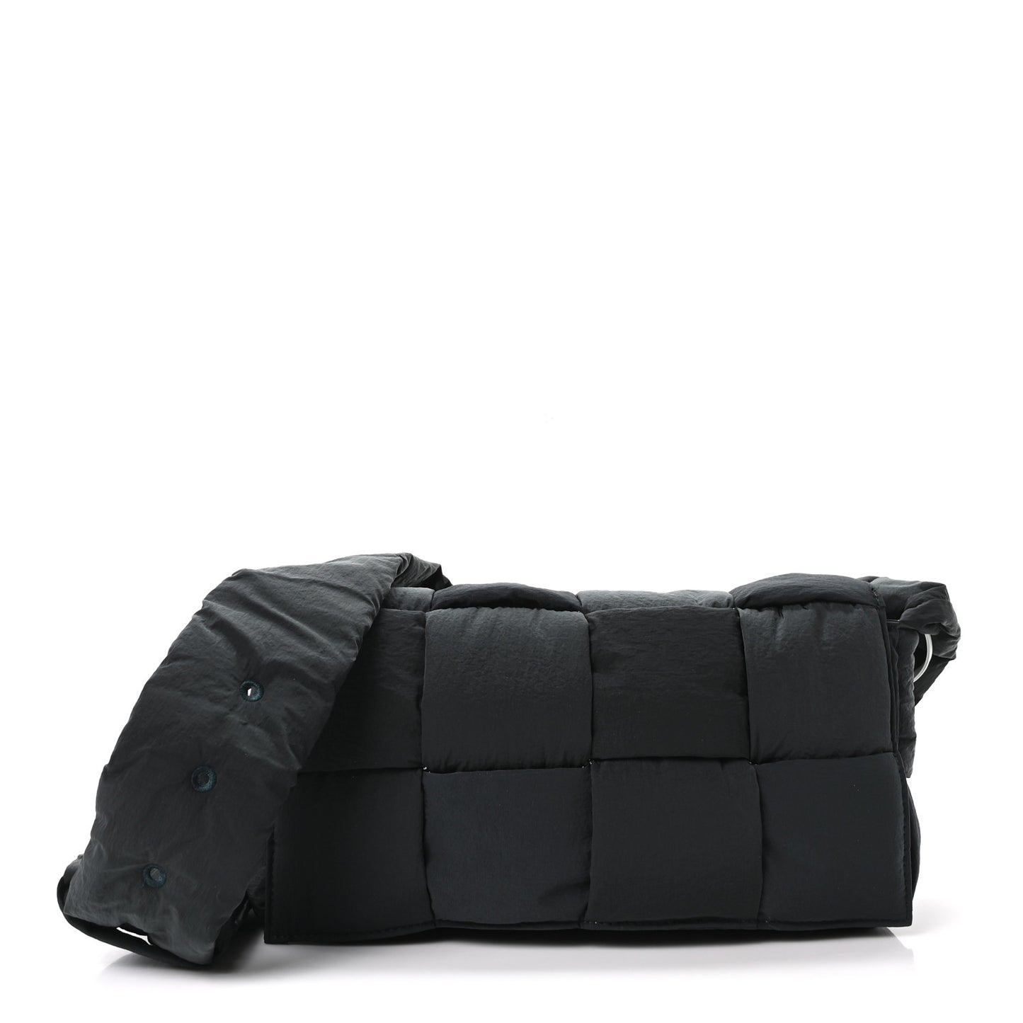 Nylon Intrecciato Padded Tech Cassette Bag Black White