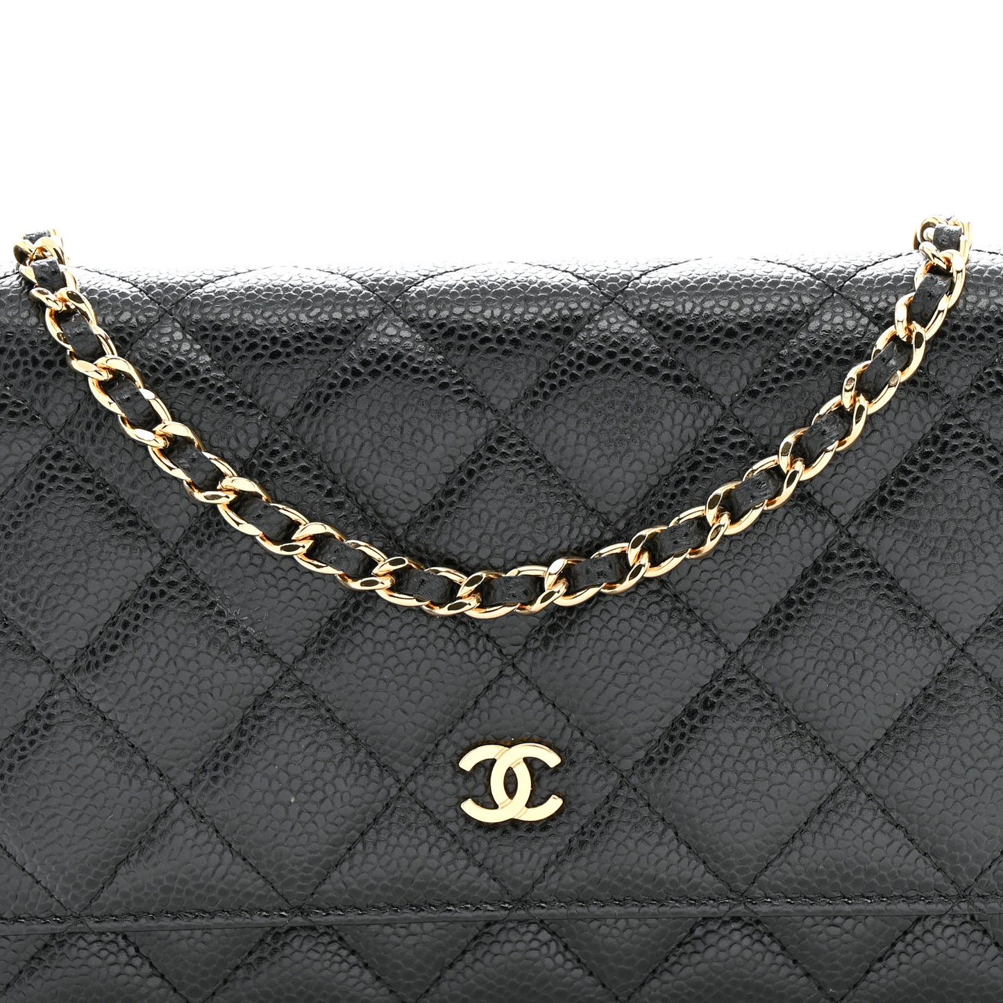 Caviar Quilted Wallet on Chain WOC Black