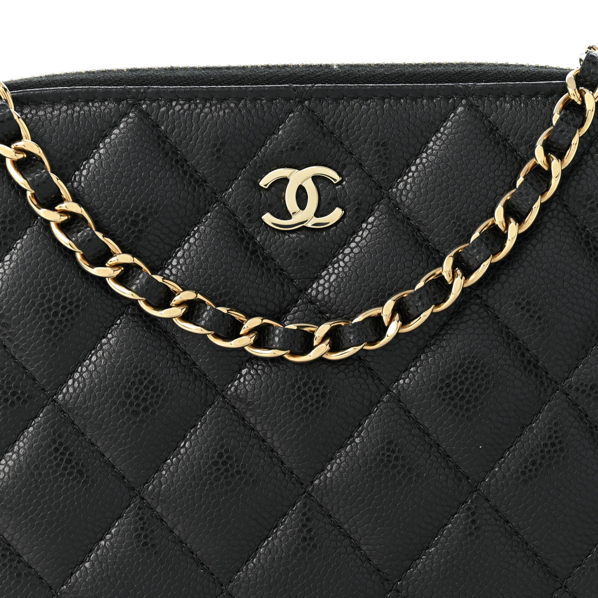 Caviar Quilted Classic Clutch with Chain Black