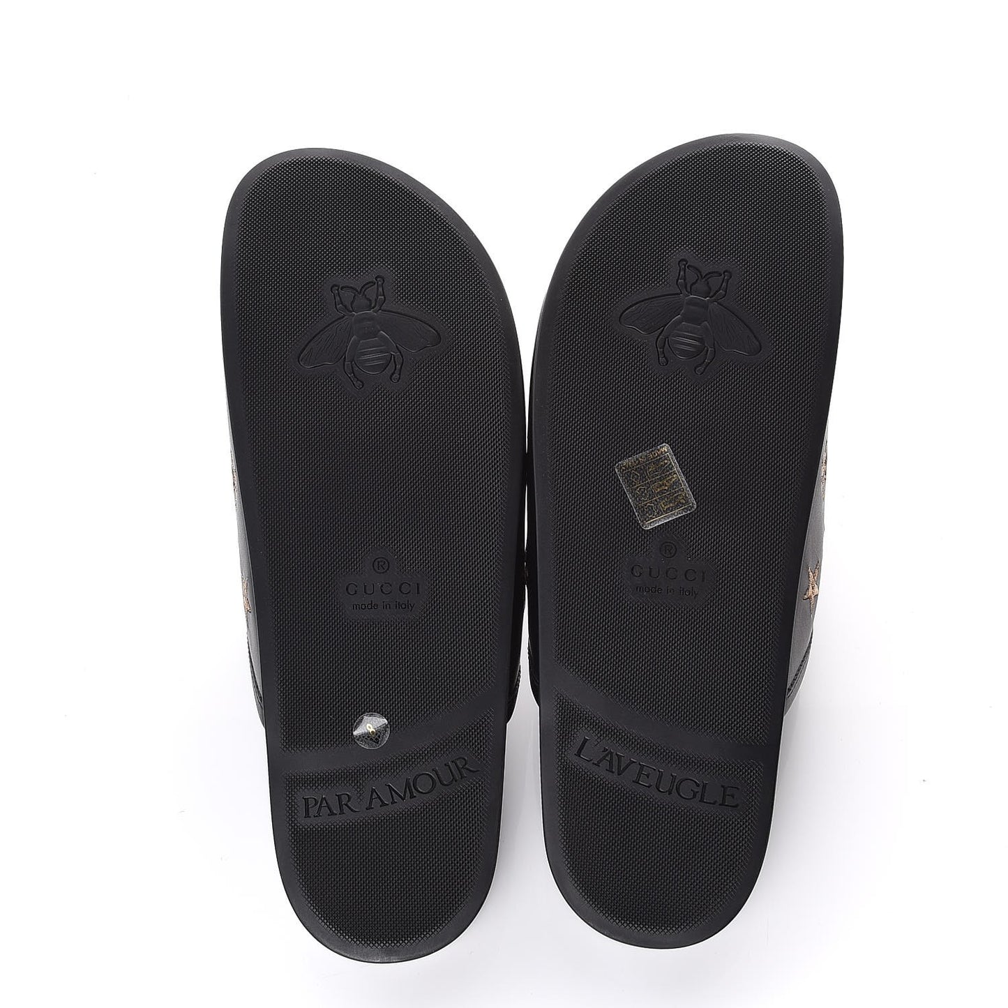 Calfskin Bee Star Embroidered Mens Horsebit River Slippers 8 Black