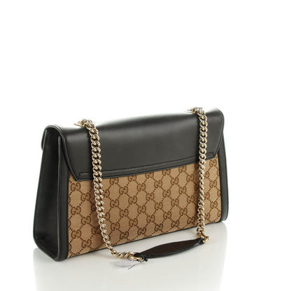 Gucci Monogram Margaux Calfskin Medium Emily Chain Shoulder Bag Beige Ebony Cocoa 3 of 7