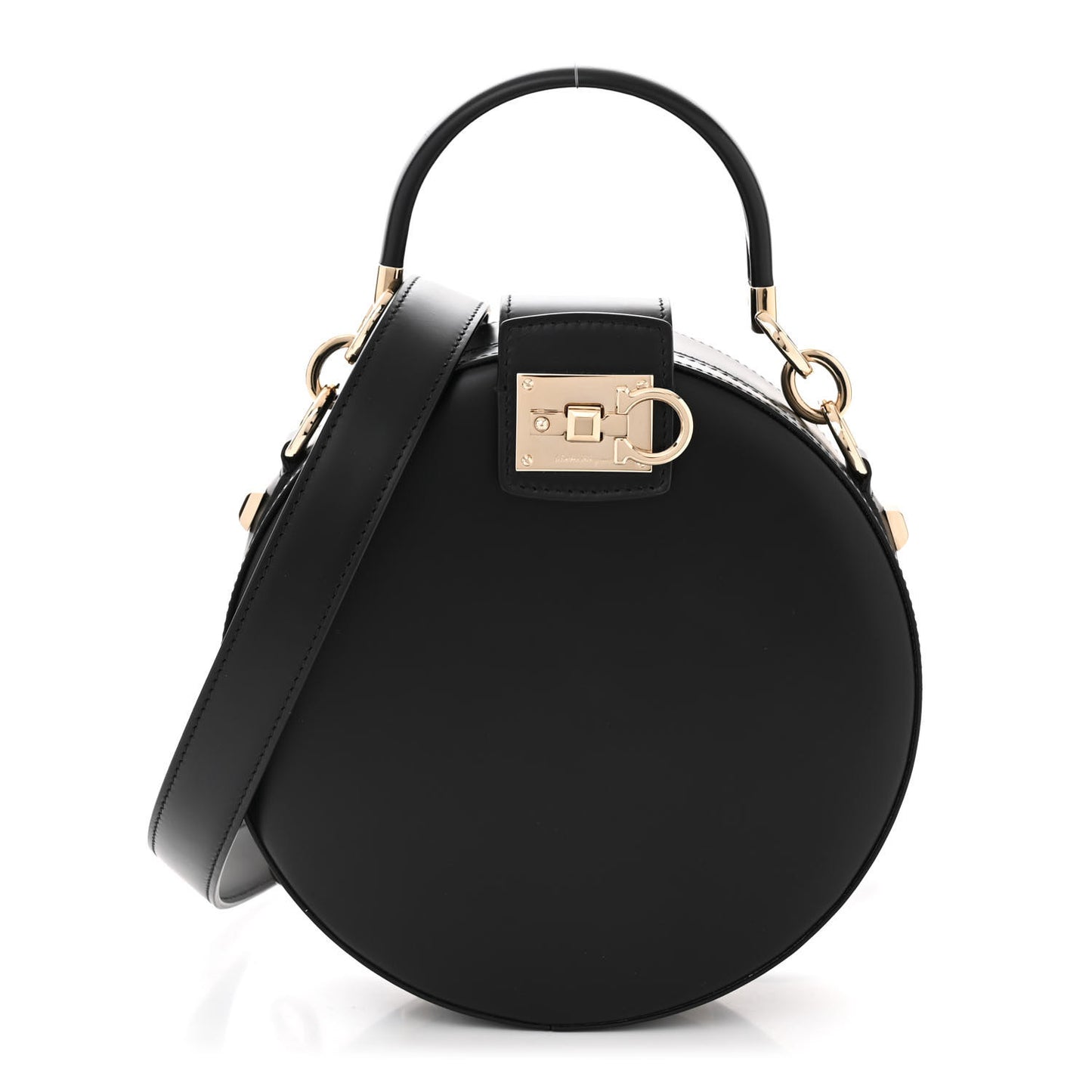 Calfskin Round Studio Crossbody Black