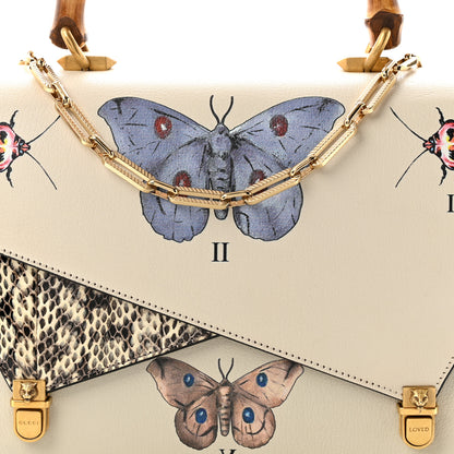 Gucci Calfskin Snakeskin Studded Medium Ottilia Top Handle Bag White 9 of 11