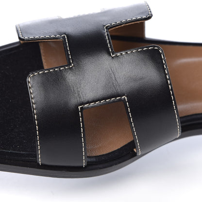 Hermes Box Calfskin Oran Sandals 37 Black 13 of 17