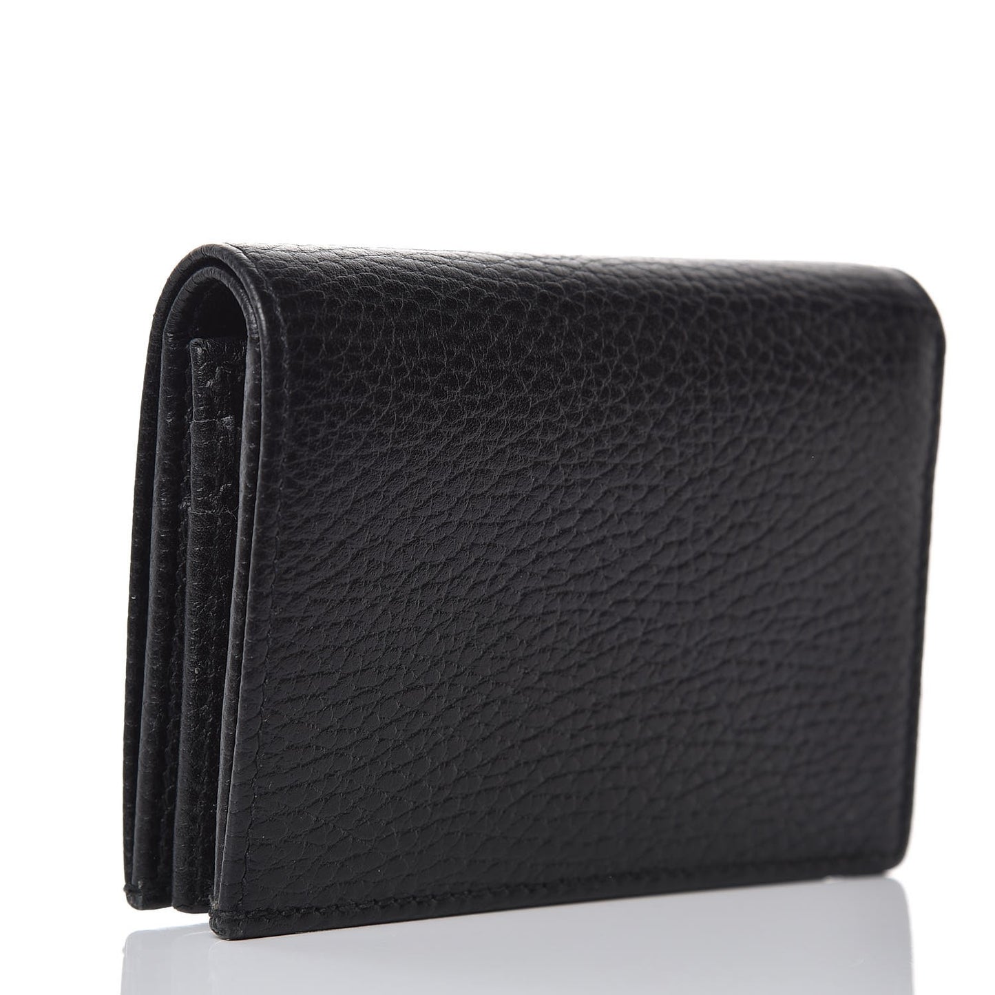 Pebbled Calfskin GG Marmont Card Case Black