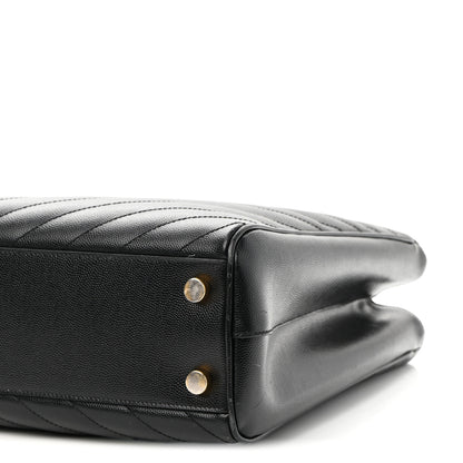 Saint Laurent Grain De Poudre Matelasse Chevron Monogram Shopping Bag Black 10 of 13