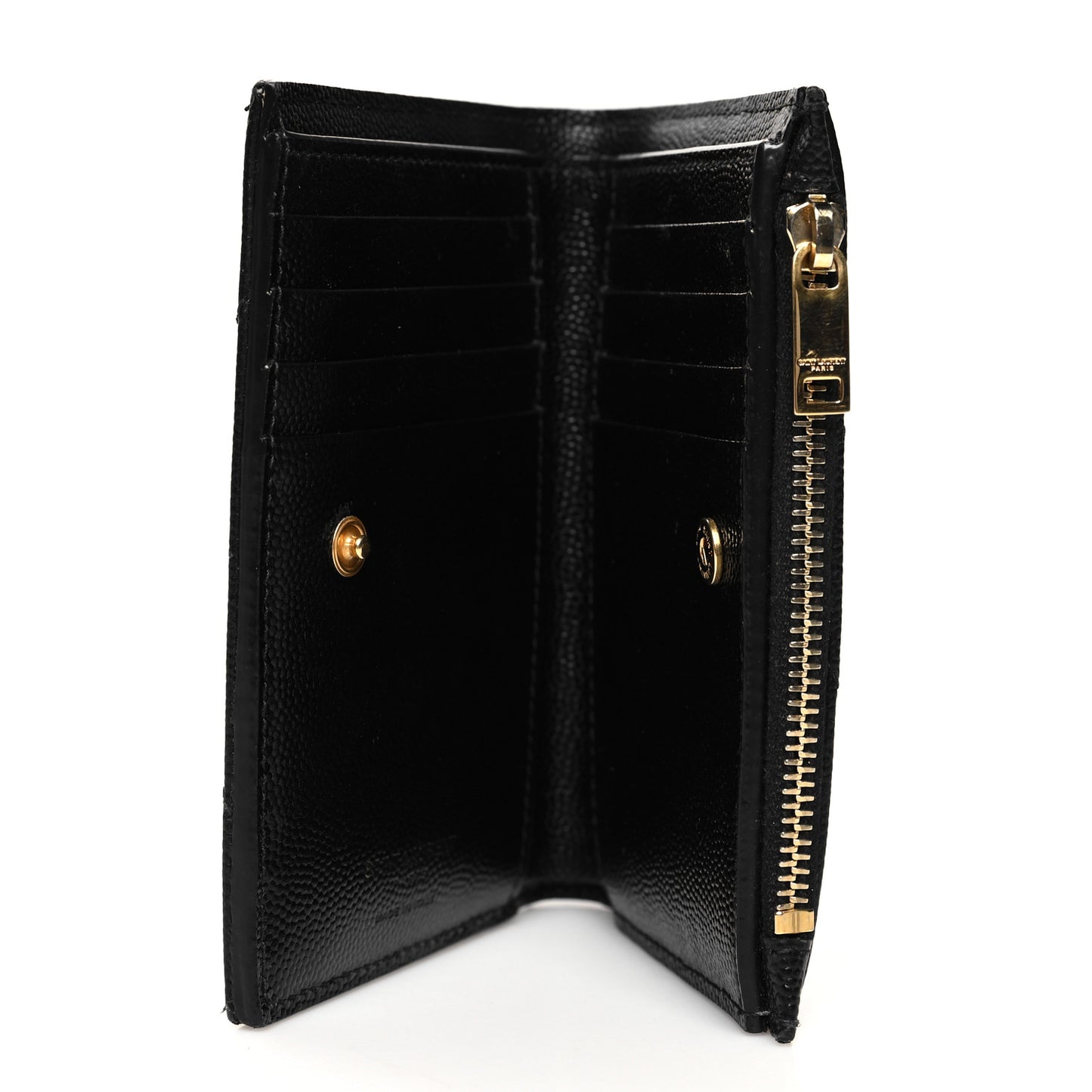 Grain De Poudre Matelasse Chevron Monogram Zipped Two-Part Wallet Black