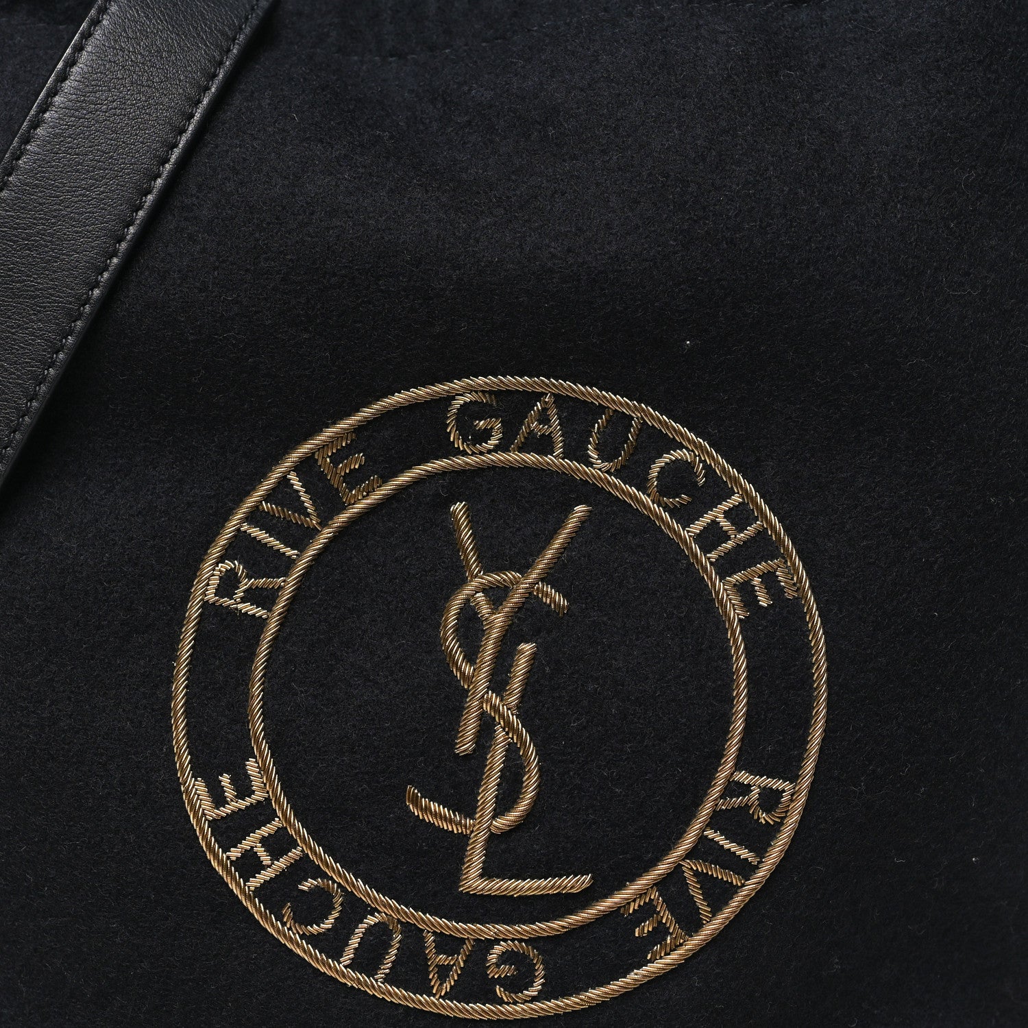Saint Laurent Wool Calfskin Rive Gauche Bucket Bag Black Gold 9 of 11