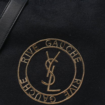Saint Laurent Wool Calfskin Rive Gauche Bucket Bag Black Gold 9 of 11