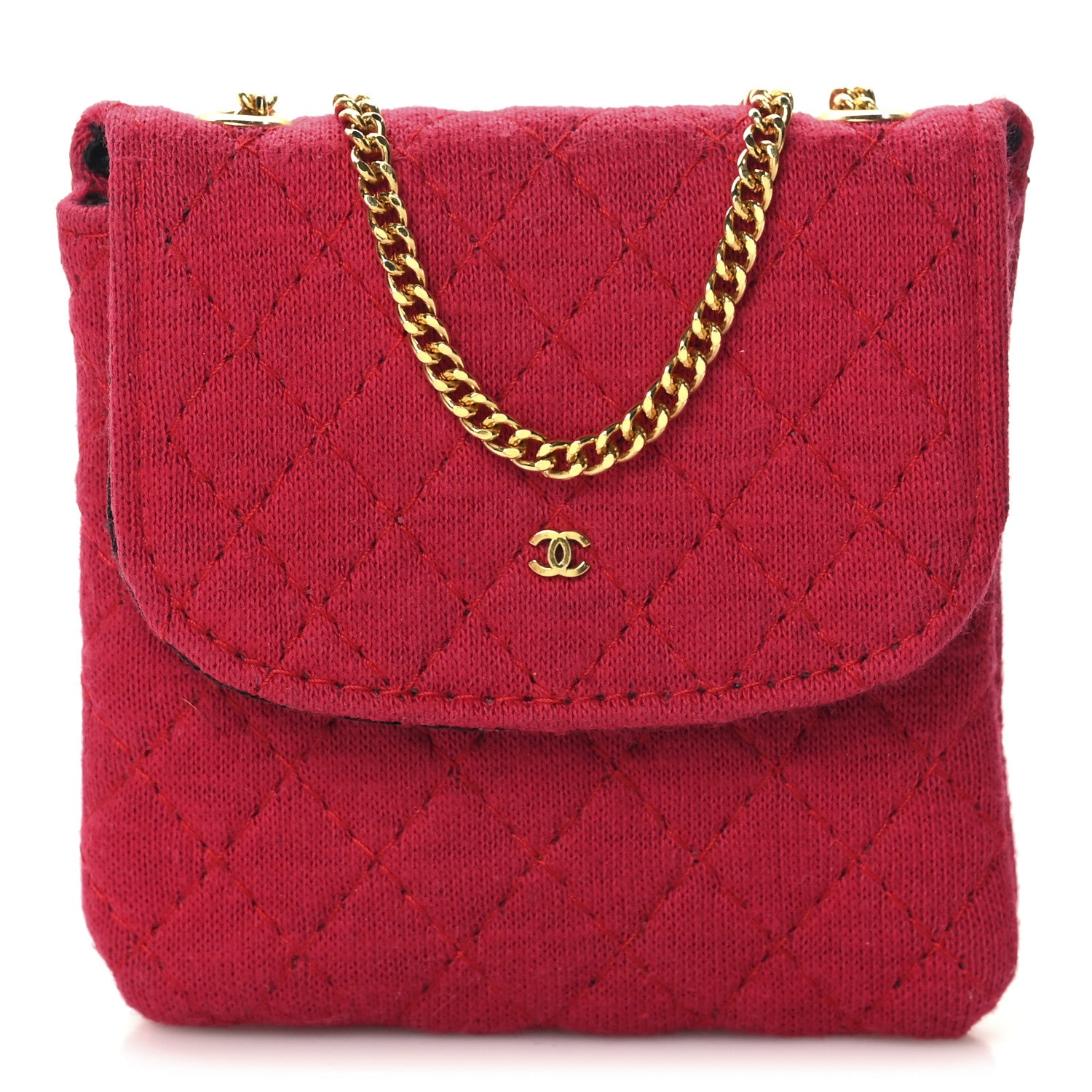 Chanel Jersey Quilted Micro Flap Bag Red 1 of 11