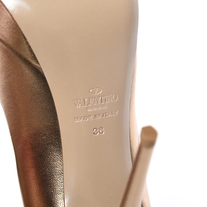 Valentino Garavani Metallic Nappa Couture Bow Peep Toe 25/120mm Platform Pumps 38 Light Bronze 5 of 11