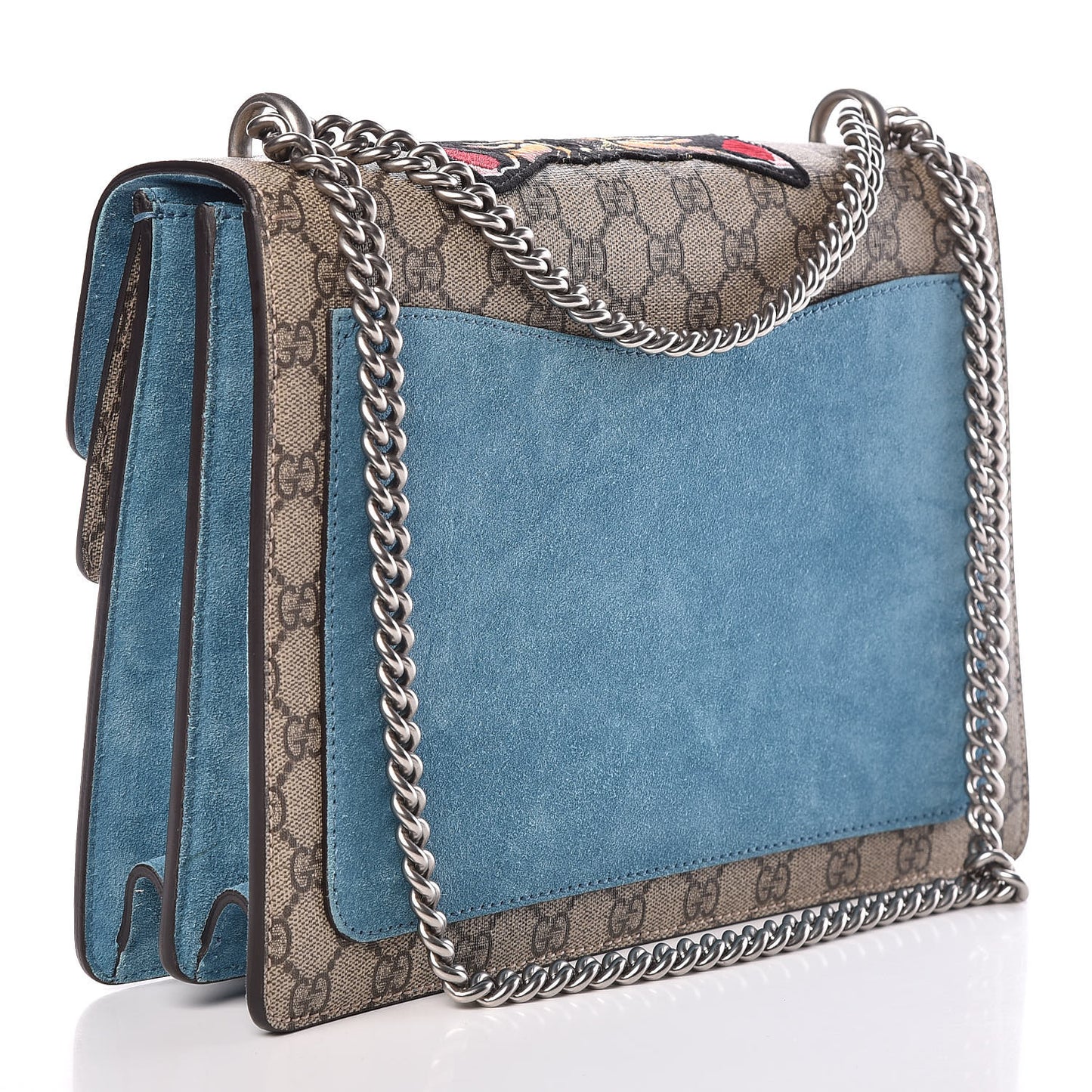 GG Supreme Monogram Angry Cat Embroidered Medium Dionysus Shoulder Bag Beige Ultramarine