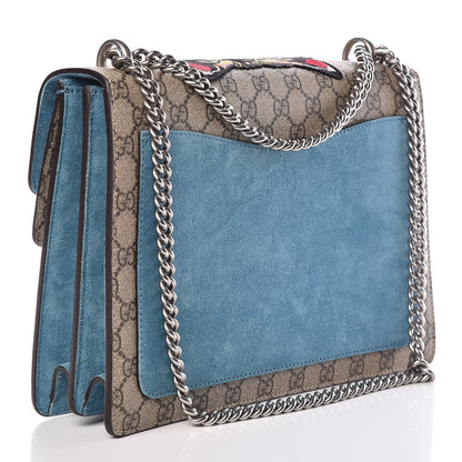 Gucci GG Supreme Monogram Angry Cat Embroidered Medium Dionysus Shoulder Bag Beige Ultramarine 3 of 14