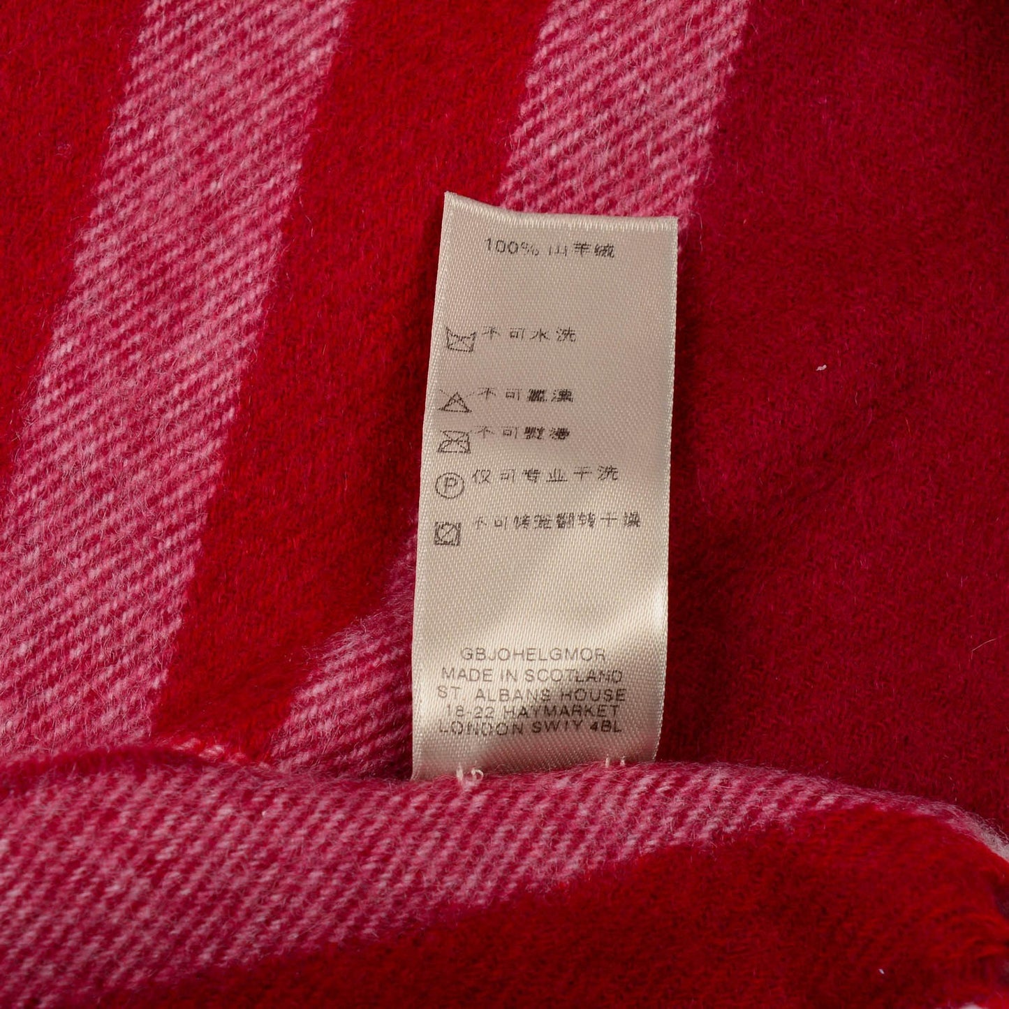 Cashmere Giant Check Fringe Skinny Scarf Red