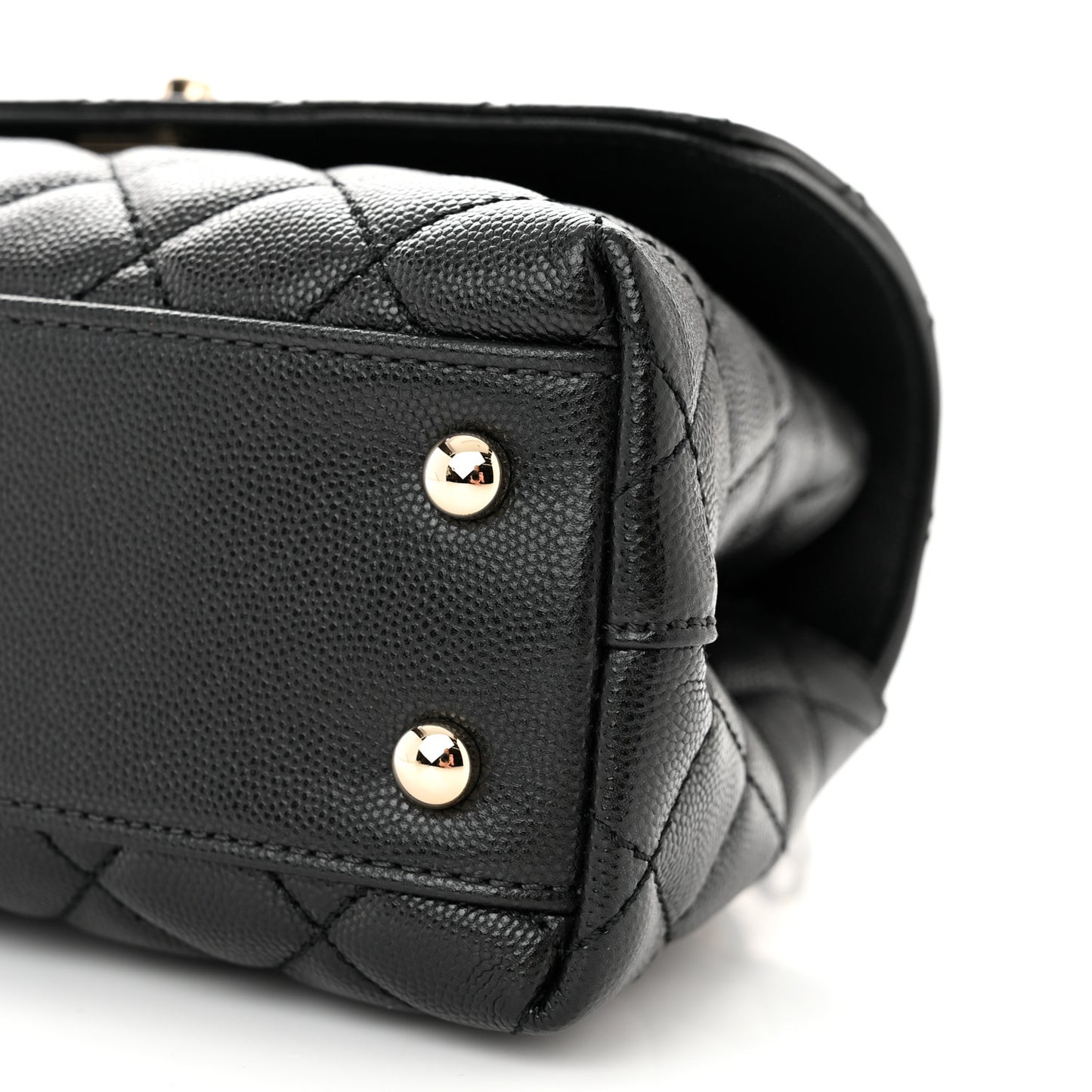 Caviar Quilted Mini Coco Handle Flap Black