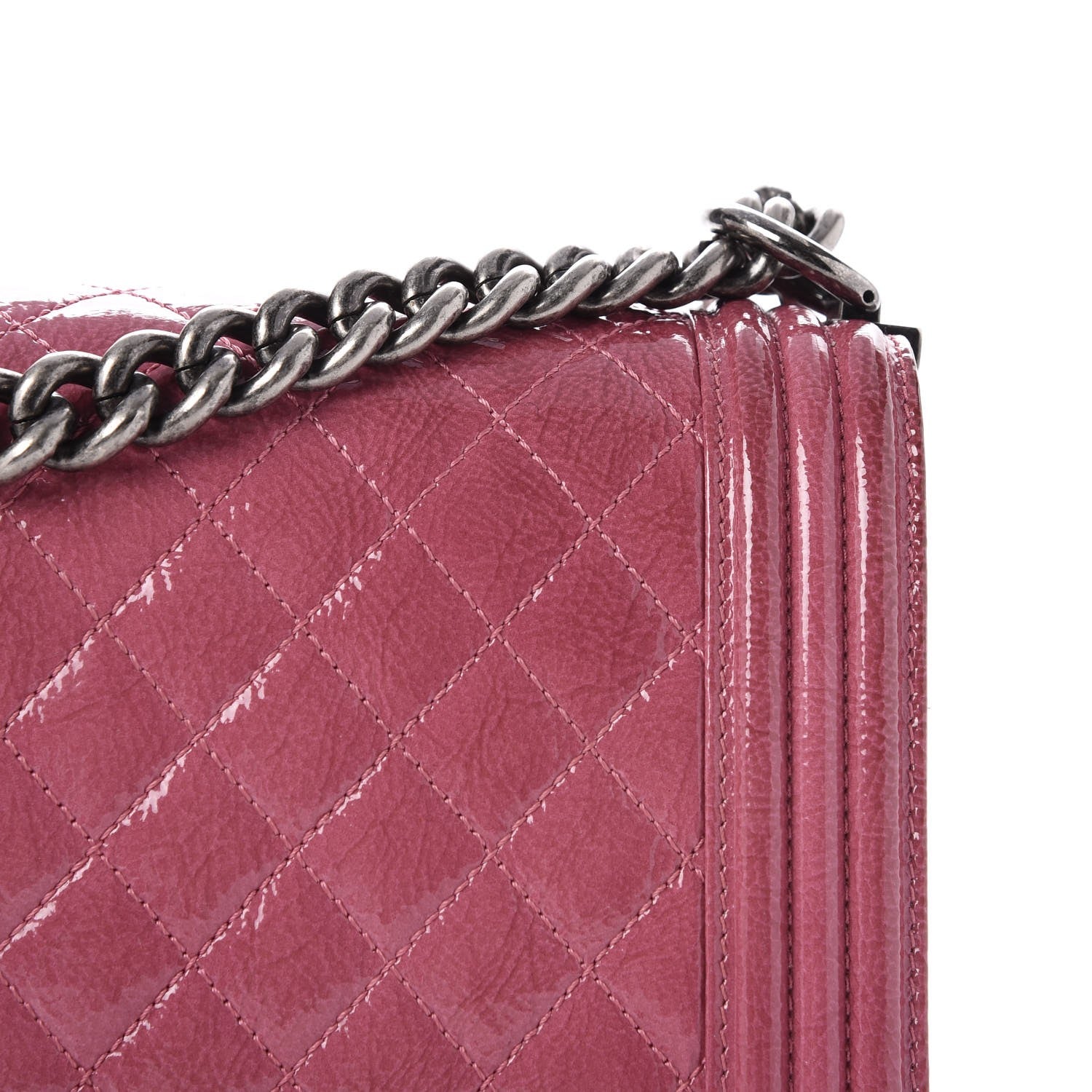Chanel Distressed Patent Quilted New Medium Boy Flap Pink 14 of 20