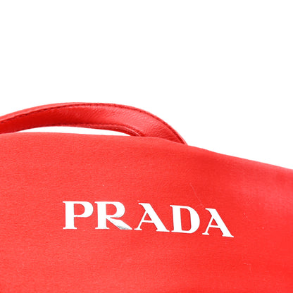 Prada Satin Logo Slingback Sandals 40 Red 8 of 8