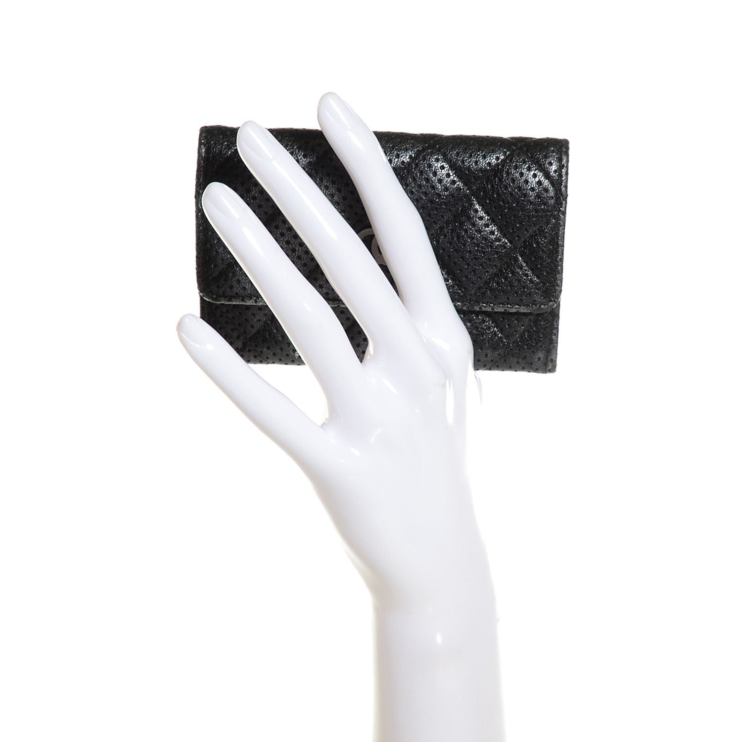 Chanel Lambskin Perforated Quilted Card Holder Black 2 of 9