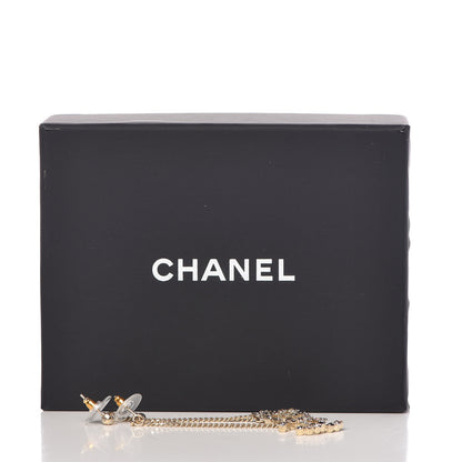Chanel Crystal CC Drop Earrings Pink Grey Gold 4 of 4