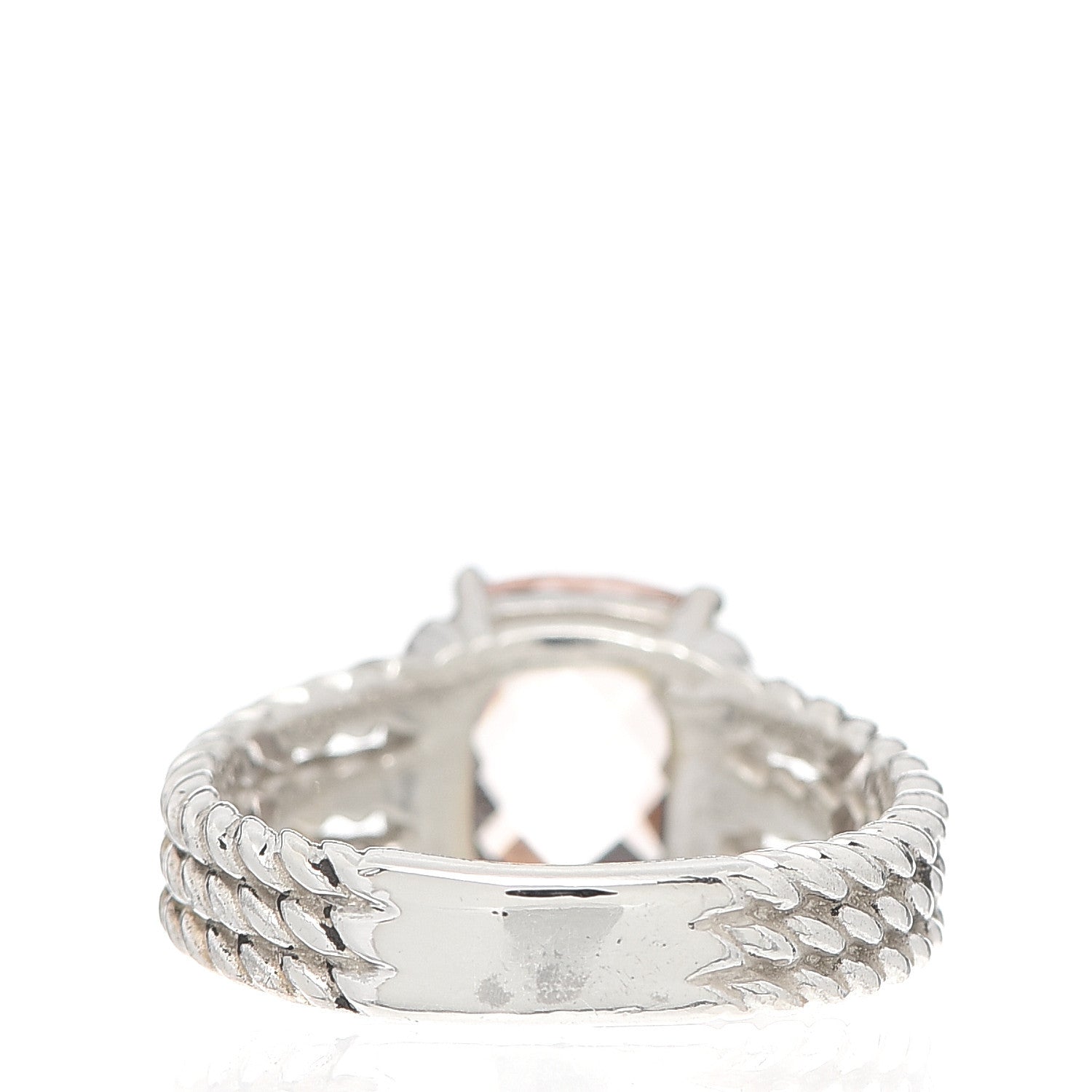 David Yurman Sterling Silver Diamond Morganite 10mm Petite Wheaton Ring 56 7.5 3 of 4