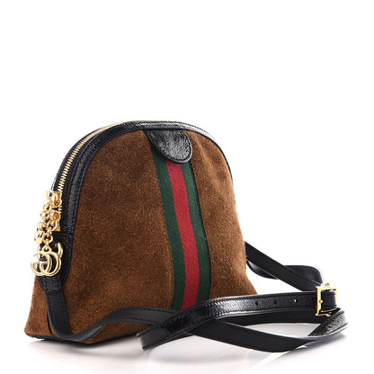Gucci Suede Patent Web Small Ophidia Dome Shoulder Bag Nocciola Black 2 of 8