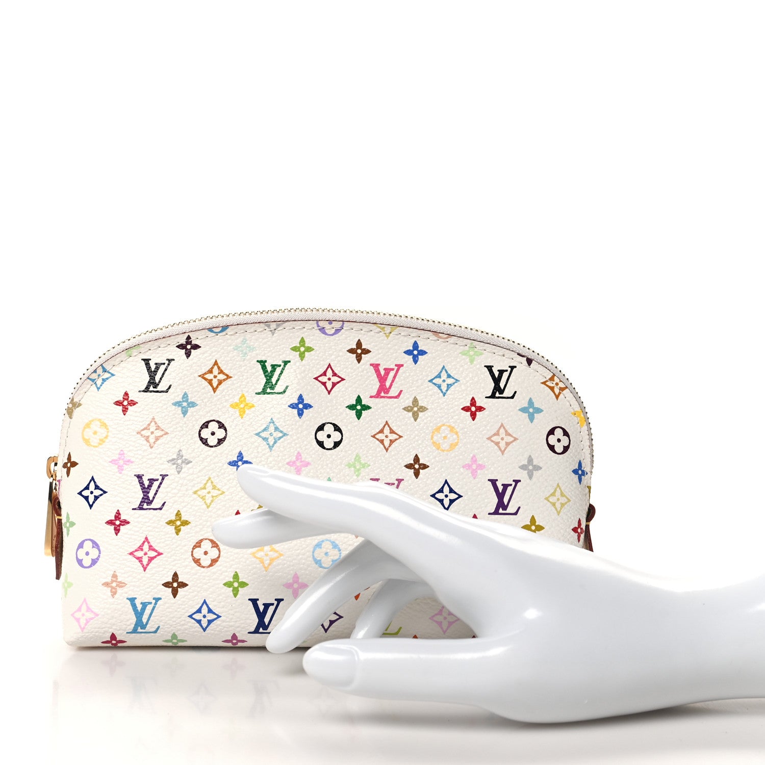 Louis Vuitton Monogram Multicolor Cosmetic Pouch White Litchi 2 of 6