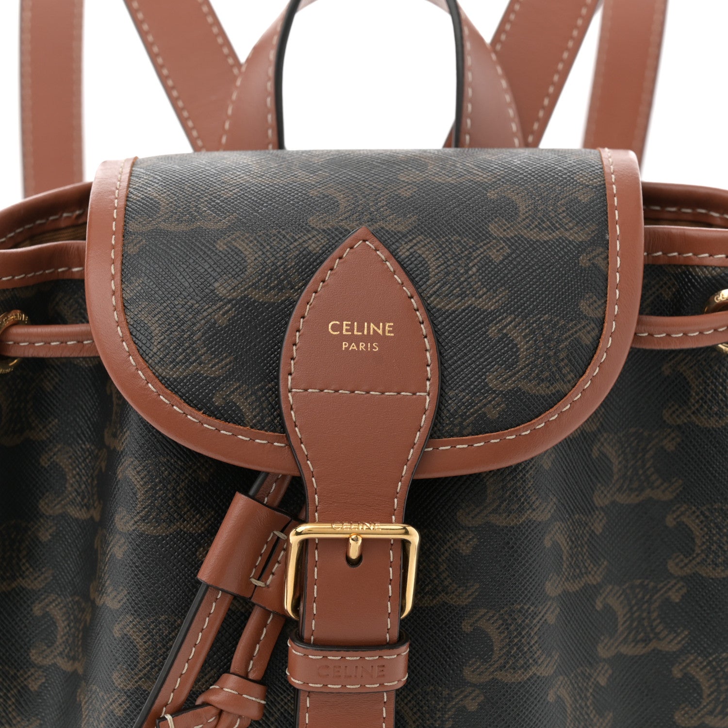 Celine Triomphe Canvas Calfskin Mini Folco Backpack Tan 1714556