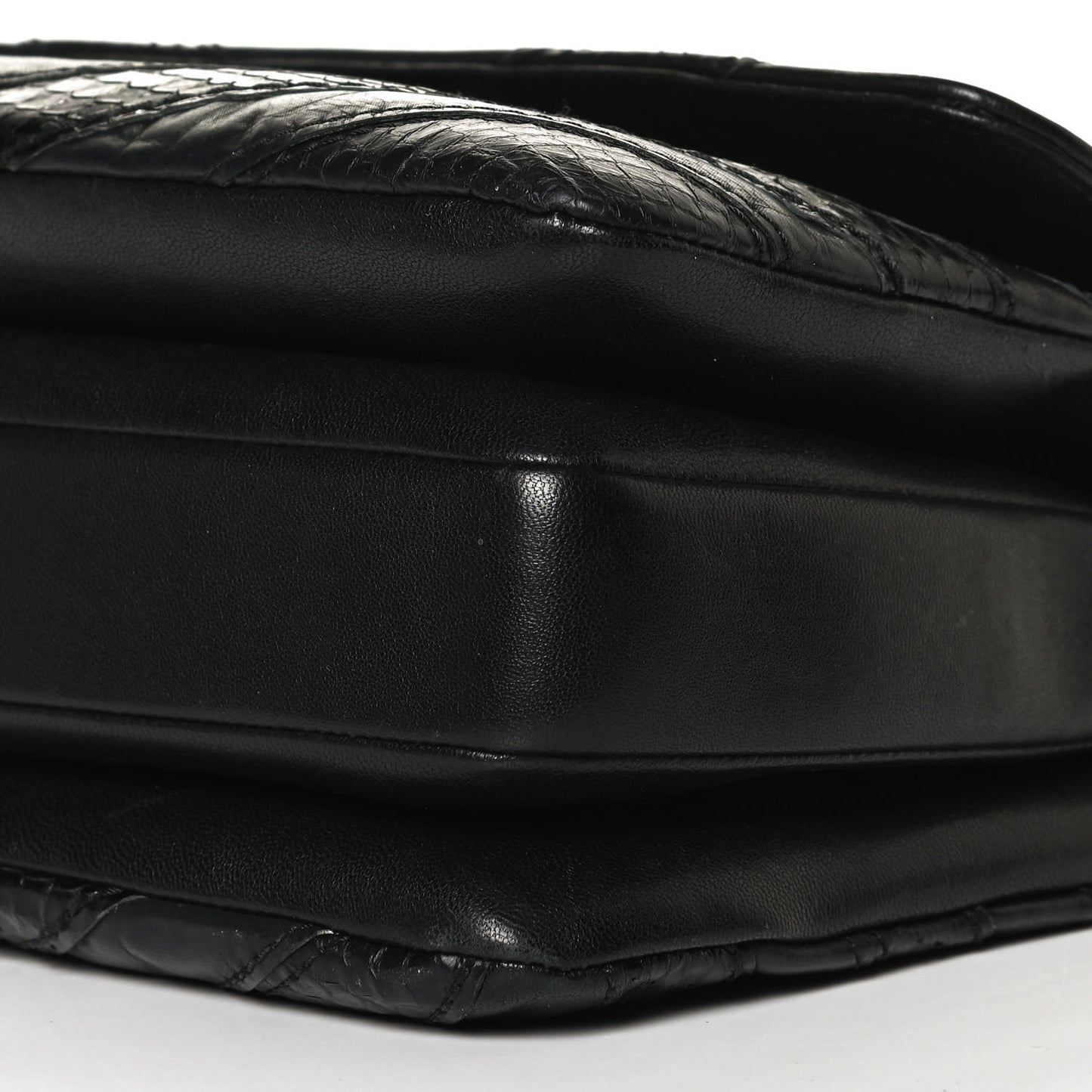 Calfskin Sheepskin Watersnake Chevron Quilted CC Small Trendy CC Dual Handle Flap Bag Black