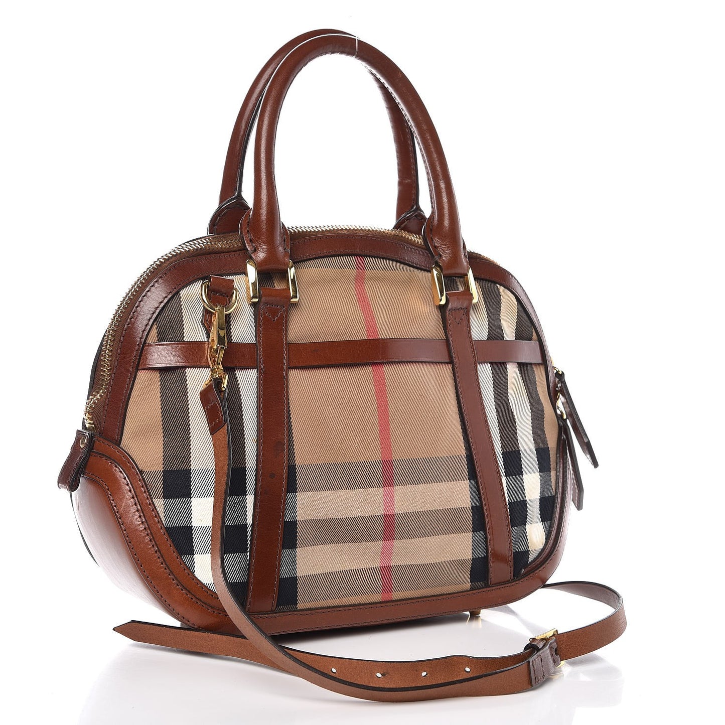 Bridle Calfskin House Check Small Orchard Bowling Bag Deep Claret