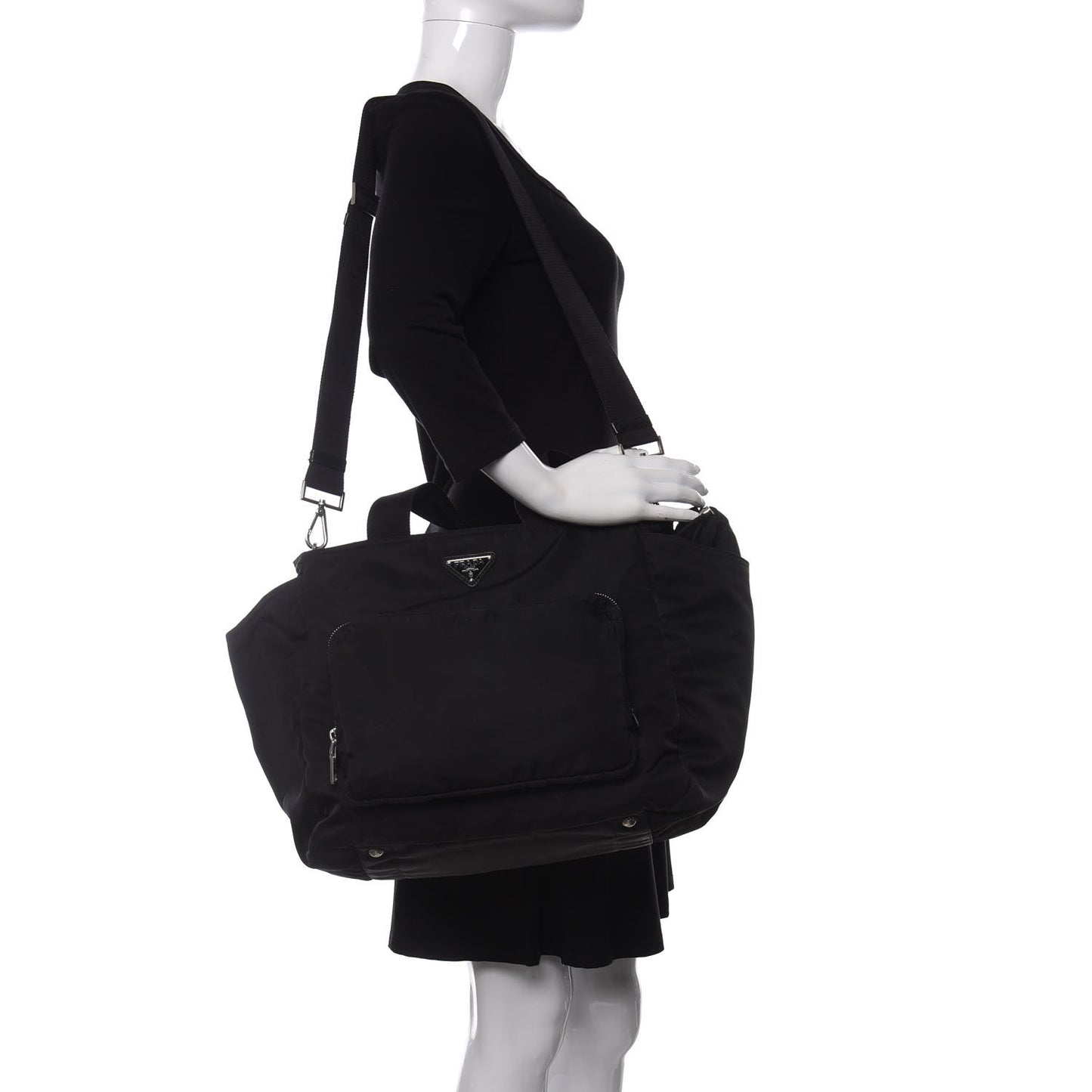 Tessuto Nylon Vela Diaper Bag Black