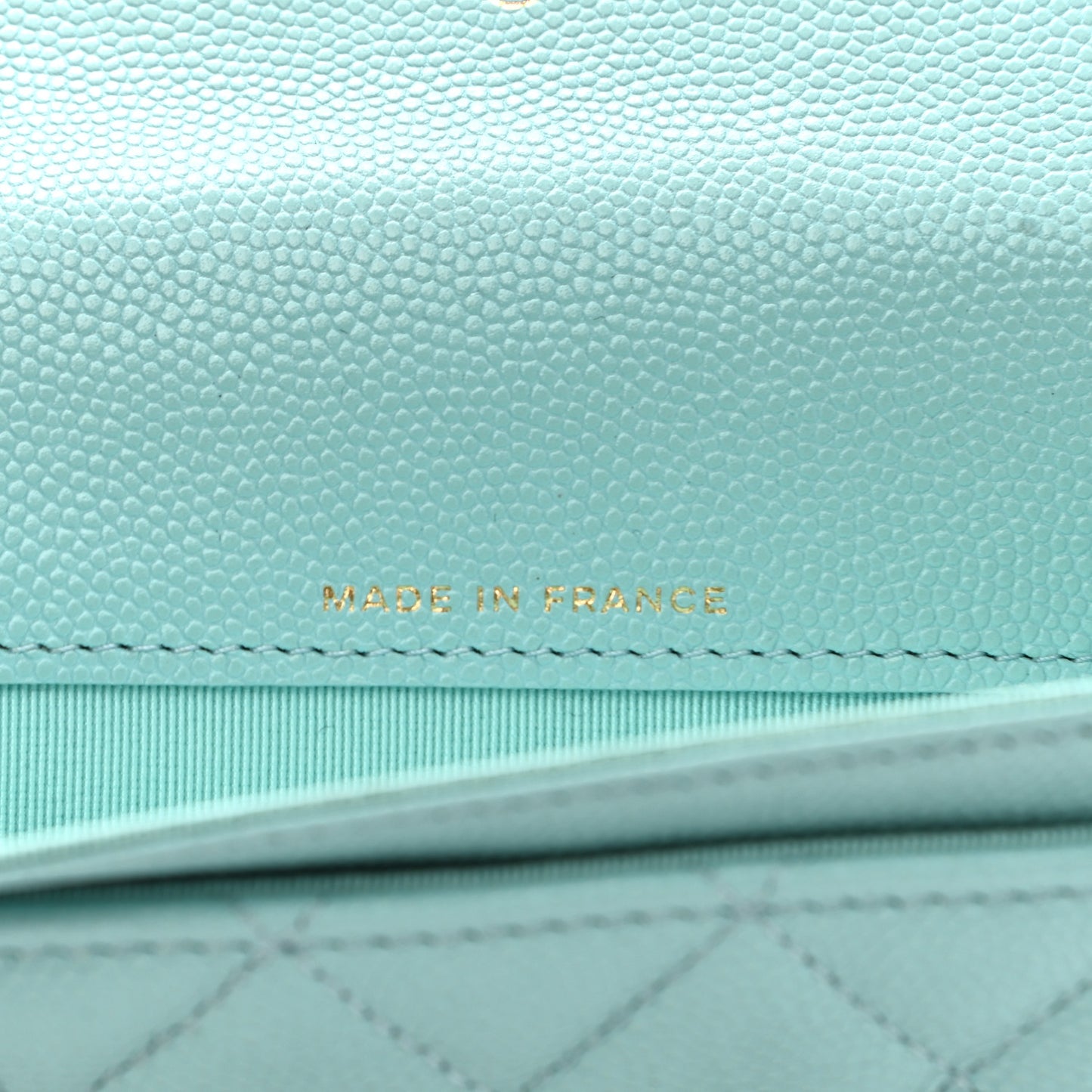 Caviar Quilted Flap Card Holder Wallet Light Blue