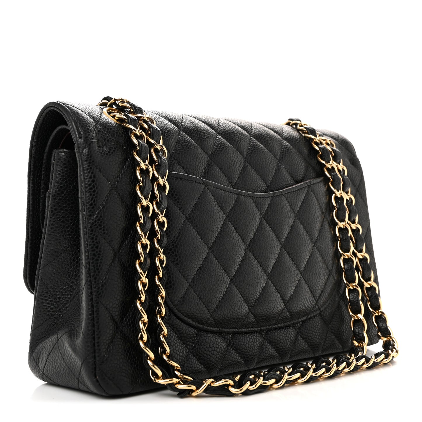 Caviar Quilted Medium Double Flap Black