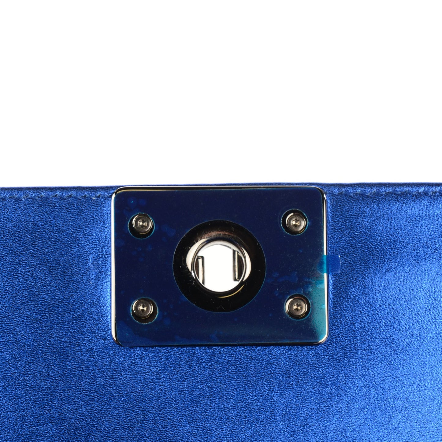 Metallic Patent Calfskin Quilted Small Boy Flap Blue