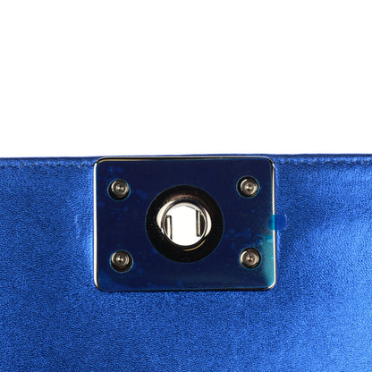 Chanel Metallic Patent Calfskin Quilted Small Boy Flap Blue 6 of 8