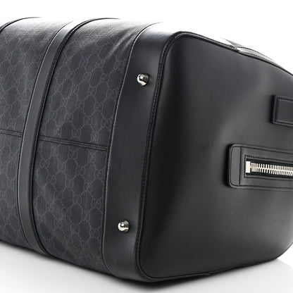 Gucci Soft GG Supreme Monogram Appia Calfskin Web Large Carry On Duffle Bag Black Grey 10 of 10