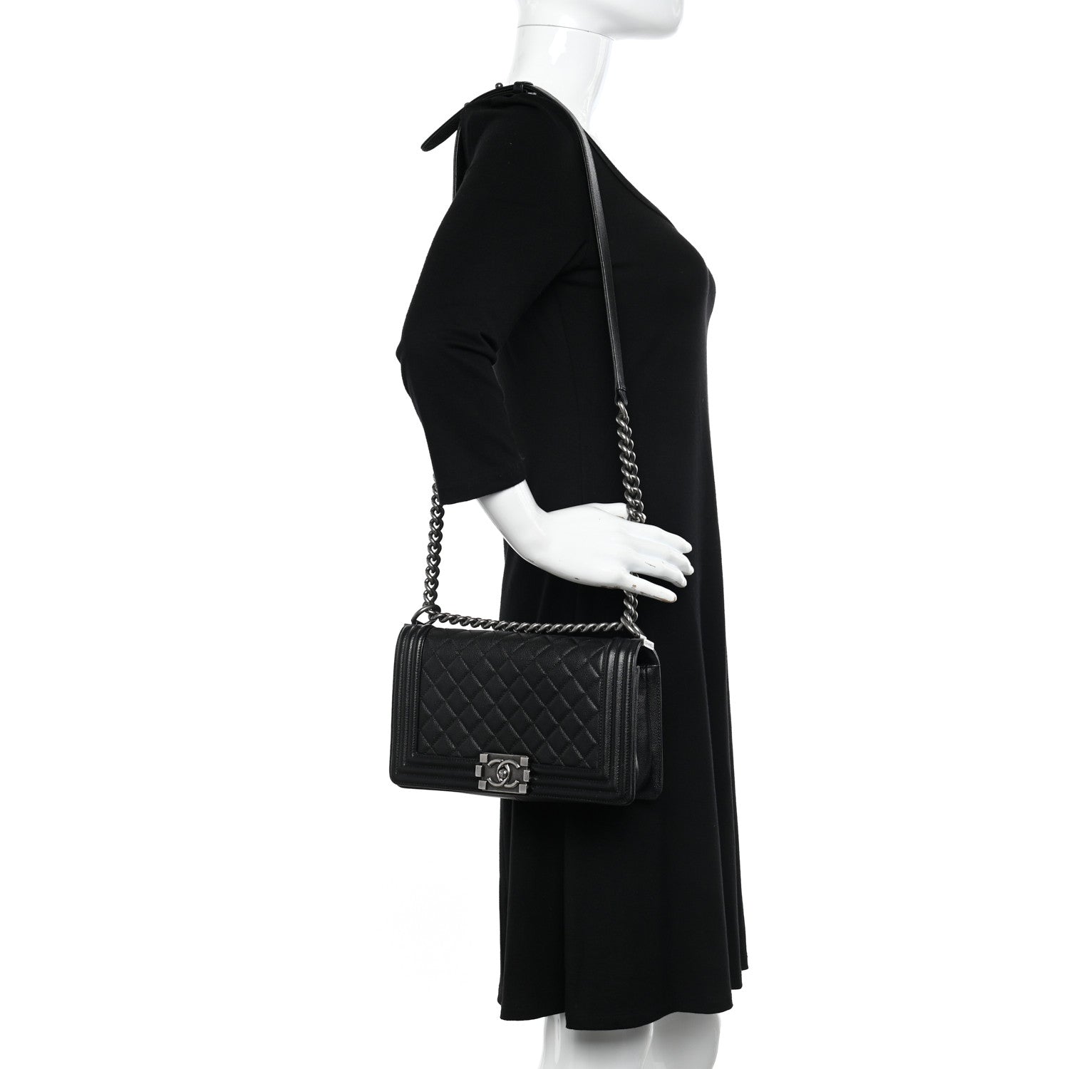 Chanel Caviar Quilted Medium Boy Flap Black 2 of 10
