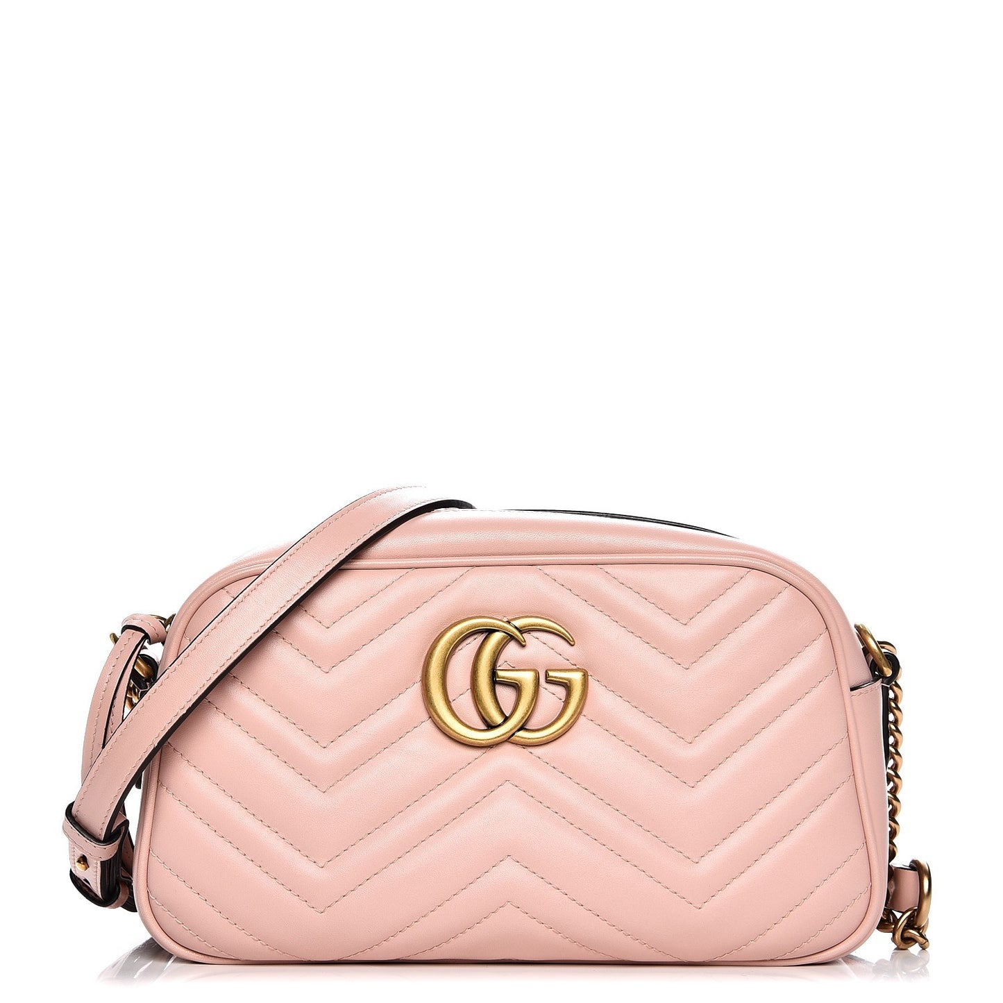 Calfskin Matelasse Small GG Marmont Chain Shoulder Bag Perfect Pink