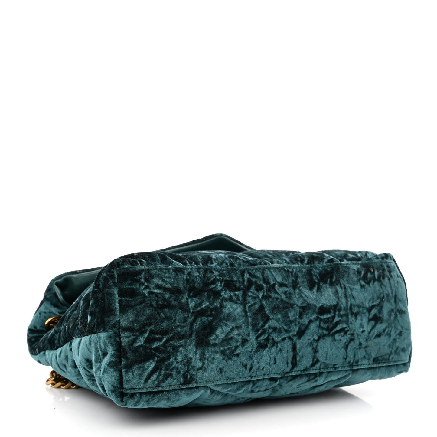 Crushed Velvet Quilted Small Loulou Puffer Monogram Chain Satchel Emerald