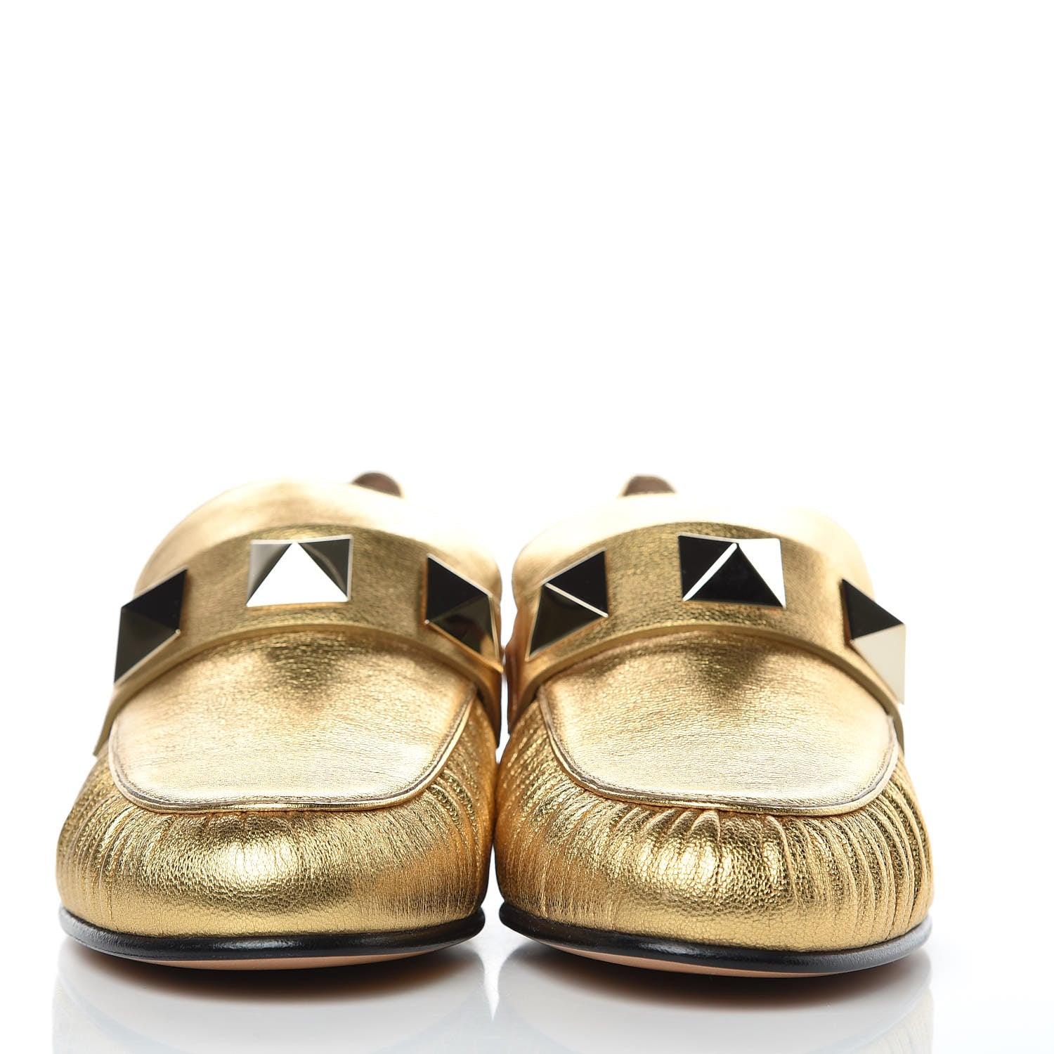 Valentino Garavani Metallic Calfskin Rockstud Loafers 38 Deep Gold 2 of 9