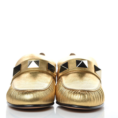 Valentino Garavani Metallic Calfskin Rockstud Loafers 38 Deep Gold 2 of 9