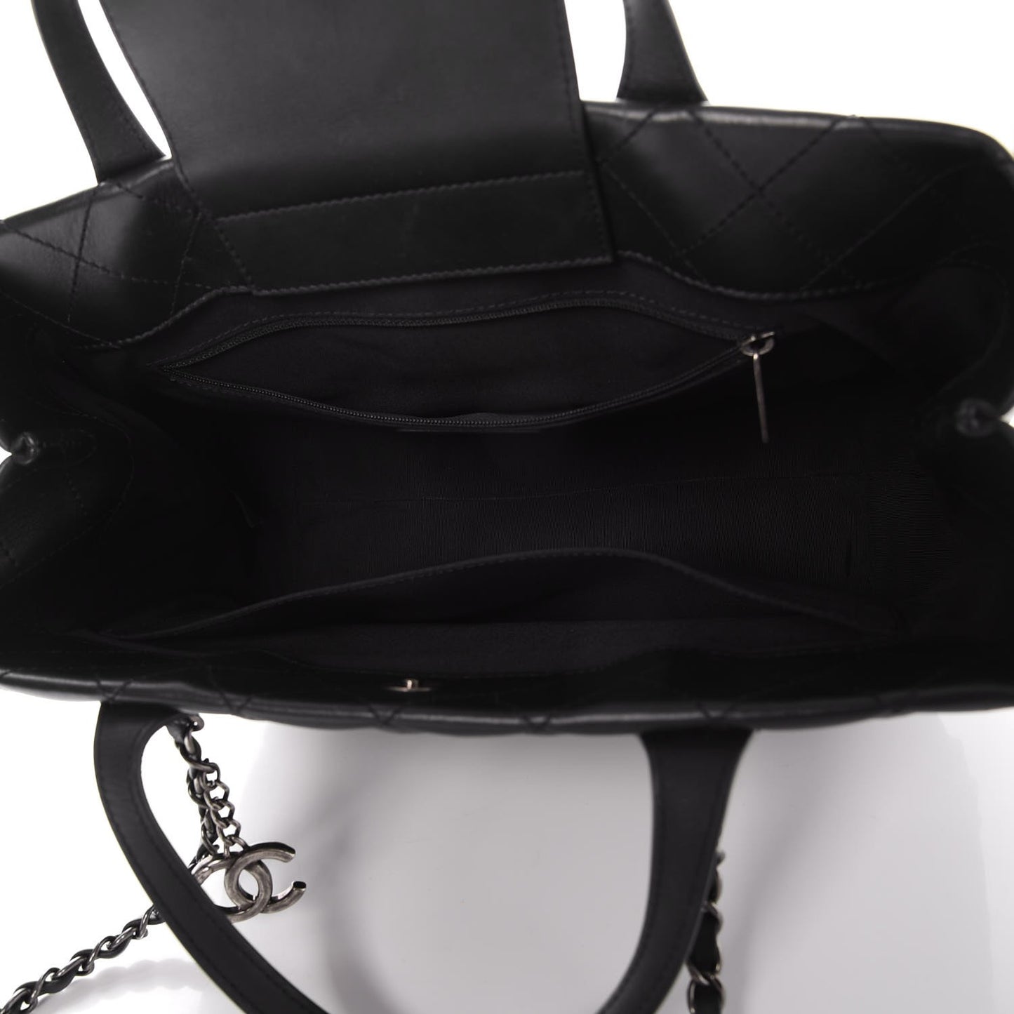 Calfskin Quilted Small Easy Shopping Tote Black