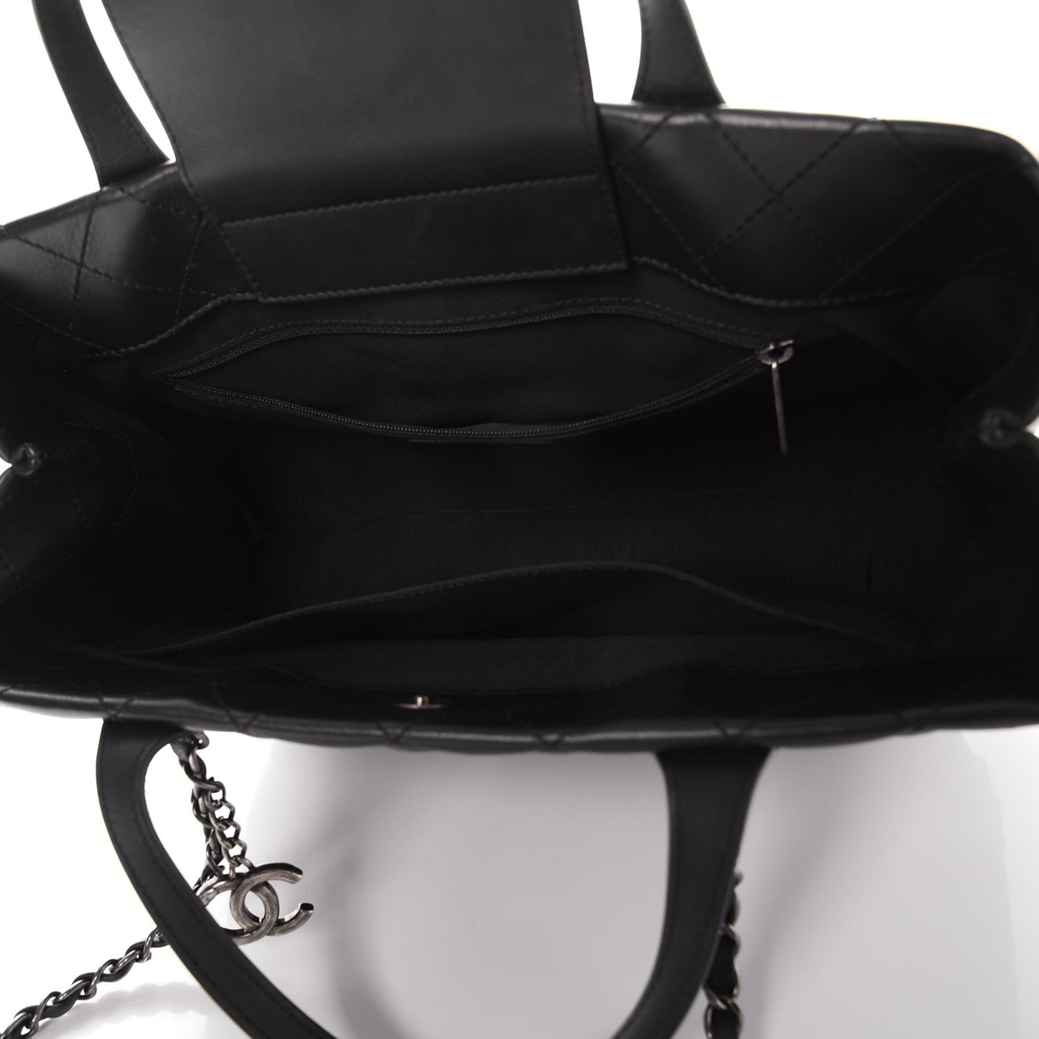 Chanel Calfskin Quilted Small Easy Shopping Tote Black 5 of 9