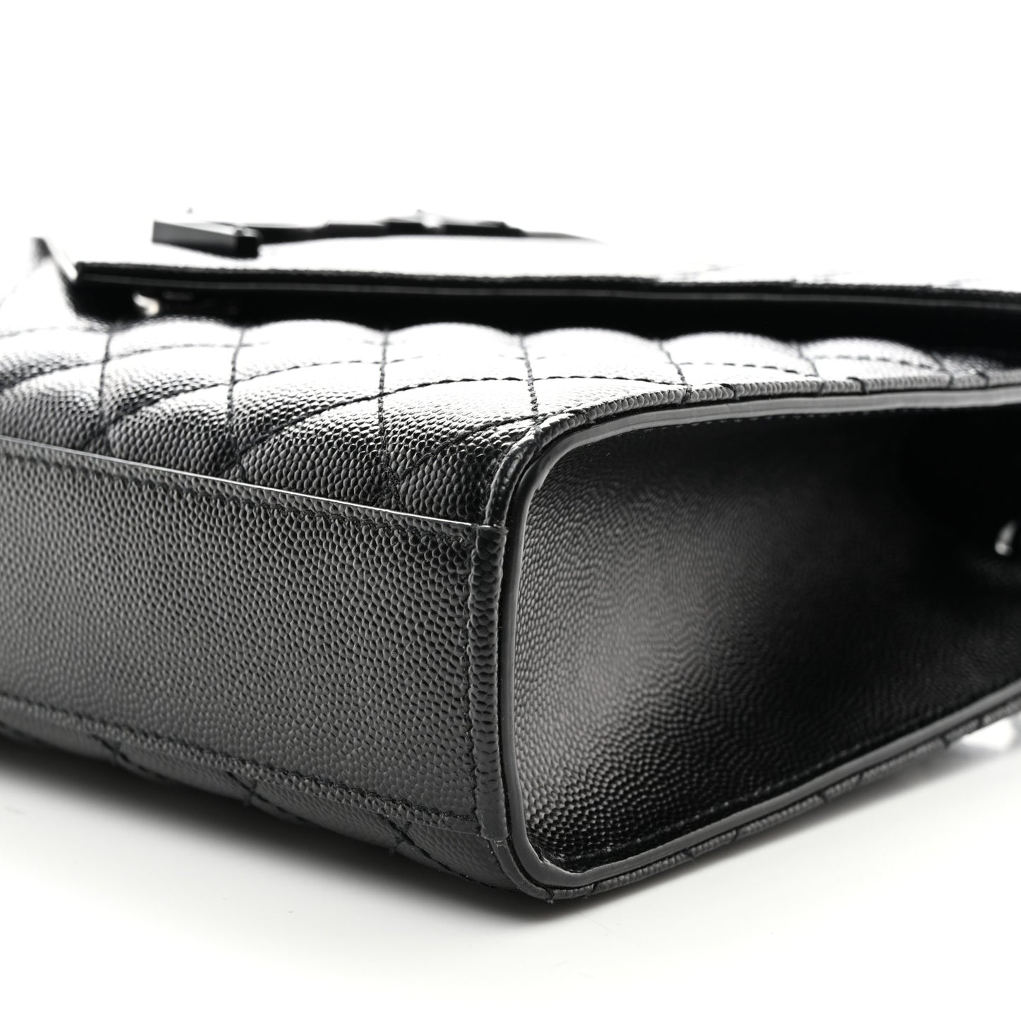 Grain De Poudre Textured Mixed Matelasse Triquilt Medium Monogram Monochrome Satchel Black