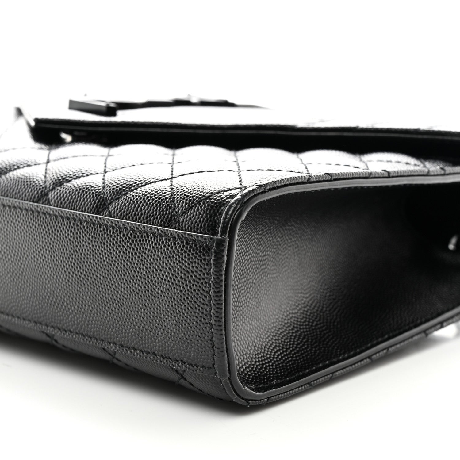 Saint Laurent Grain De Poudre Textured Mixed Matelasse Triquilt Medium Monogram Monochrome Satchel Black 11 of 11