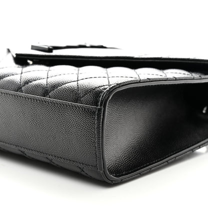 Saint Laurent Grain De Poudre Textured Mixed Matelasse Triquilt Medium Monogram Monochrome Satchel Black 11 of 11