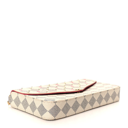 Louis Vuitton Damier Azur Studded Pochette Felicie Chain Wallet Fuchsia 4 of 10
