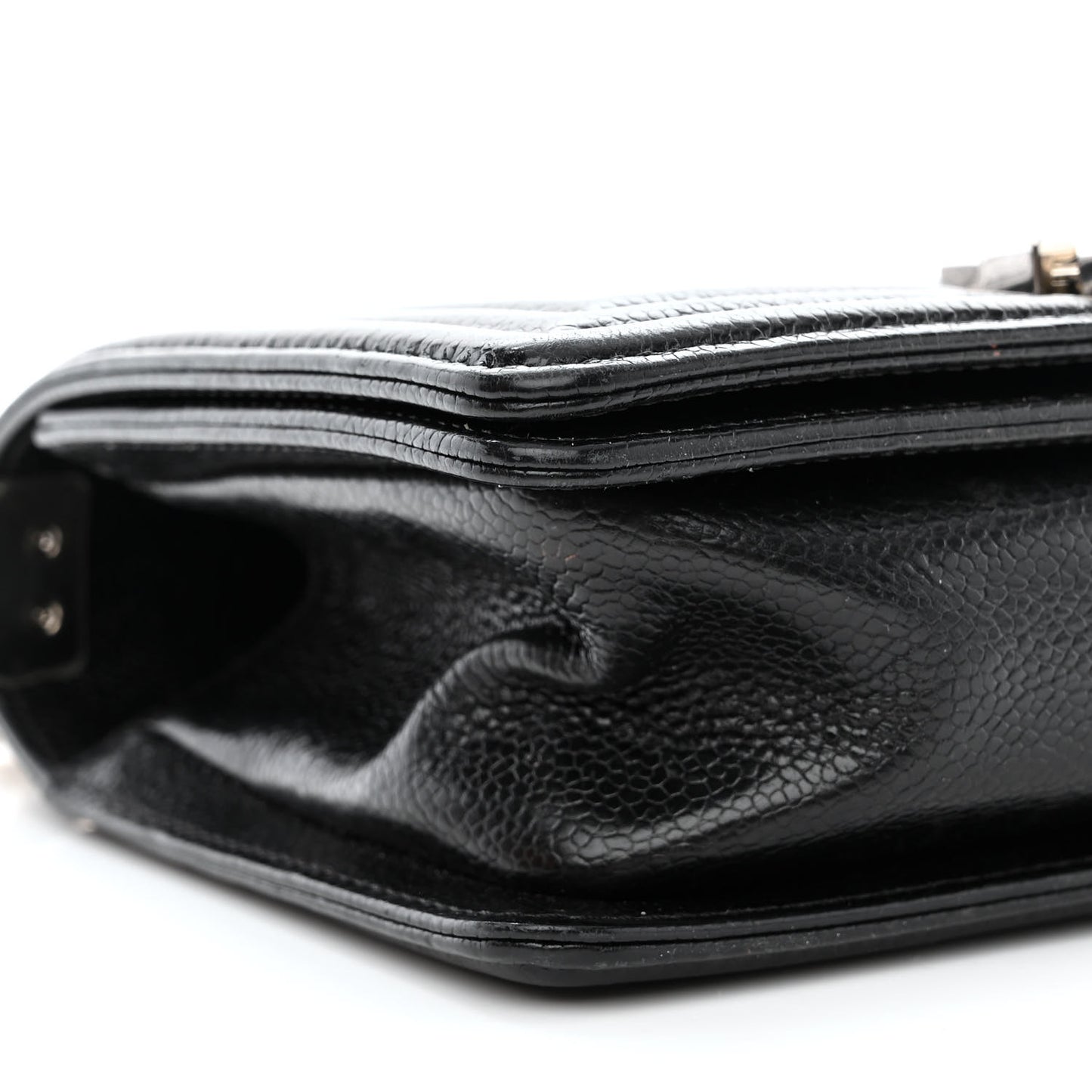 Caviar Chevron Quilted Small Boy Flap Black