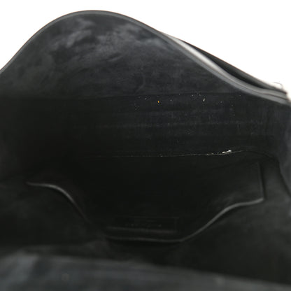 Saint Laurent Smooth Calfskin Suede Betty Stud Stripe Flap Messenger Black 5 of 10